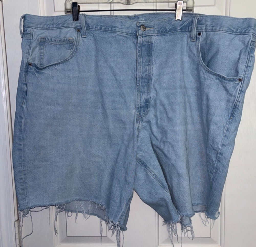 Old Navy Shorts Womens 26 Blue Denim Cutoff Raw Hem Mid Rise Baggy Button Fly